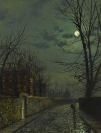 Grimshaw Arthur E 비 온 후의 달빛 거리 1881