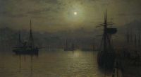 Grimshaw Arthur E Old Scarborough Full Moon High Water 1879