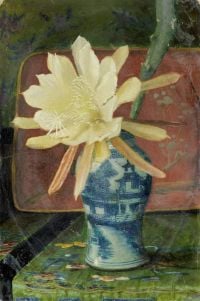 Grimshaw Arthur E 중국 파란색과 흰색 꽃병이 있는 정물 1876