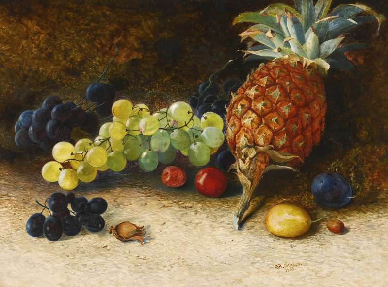 Grimshaw Arthur E Still Life With Pineapple Grapes Nuts And Plums 1862 canvas print
