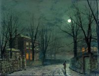 Grimshaw Arthur E The Old Hall Under Moonlight 1882 canvas print