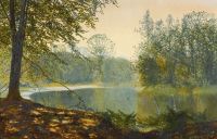 Grimshaw Arthur E The Quiet Of The Lake Roundhay Park 1870 canvas print