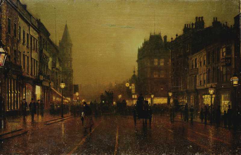 Grimshaw Arthur E View Of Briggate With Dyson S Clock In The Background Leeds canvas print