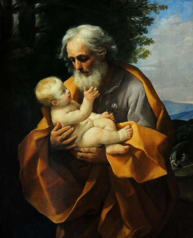 Tableaux sur toile, reproduction de Guido Reni Joseph Holding Baby Jesus
