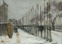 لوحة قماشية من Guillaumin Armand Route Enneigee Aux Environs De Paris 1879