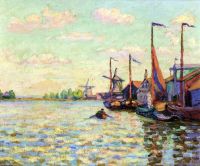 Guillaumin Armand Windmills On A Canal In Holland