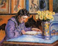 책을 읽고 있는 기욤 아르망 여성