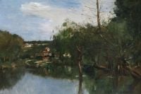 Guillemet Antoine Cottages By The River Ca. 1880 canvas print