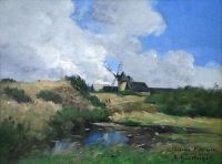 Guillemet Antoine Windmill In Landscape Ca. 1890 canvas print