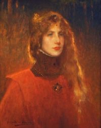 Guirand De Scevola Lucien Victor Woman بطبعة قماشية بقبعة مرصعة بالجواهر