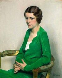 Gunn Herbert James Portrait Of A Lady In A Green Dress 1929