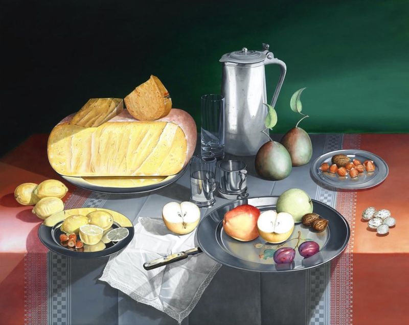 Guy De Jaegher Still Life With Cheeses And Fruit canvas print