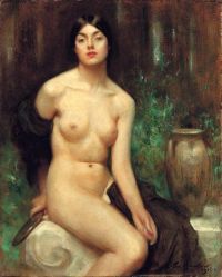 Hacker Arthur A Female Nude At Her Toilet 1918 canvas print