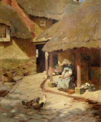 Hall Frederick Figure By A Cottage canvas print