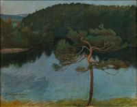 Halonen Pekka Pine Tree By The Shore canvas print