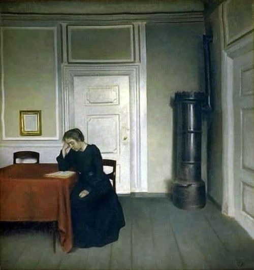 Hammershoi Vilhelm A Room In The Artist S Home In Strandgade Copenhagen With The Artist S Wife 1902 canvas print