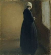 Hammershoi Vilhelm An Old Woman Standing By A Window 1885