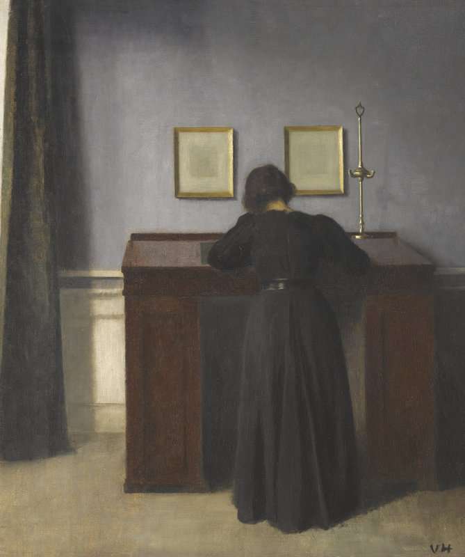 Hammershoi Vilhelm Ida Standing At A Desk 1900 canvas print