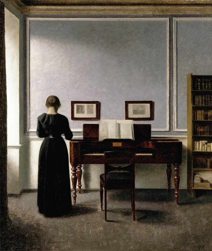 Hammershoi Vilhelm Interior. With Piano And Woman In Black. Strandgade 30 1901 canvas print