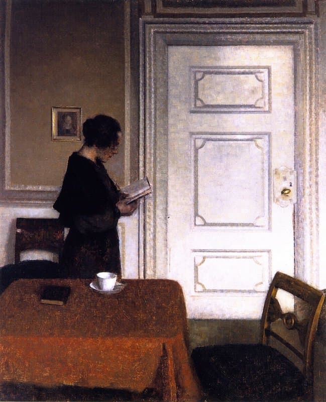 Hammershoi Vilhelm Interior With A Woman Reading 1908 canvas print
