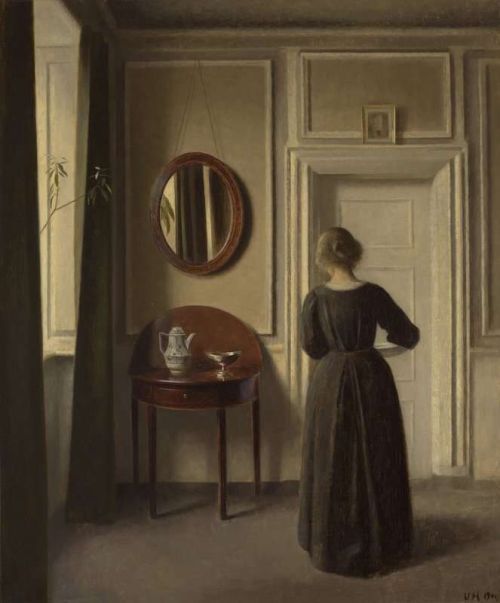 Hammershoi Vilhelm Interior With An Oval Mirror canvas print