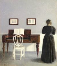Hammershoi Vilhelm Interior With The Artist S Wife Seen From The Back