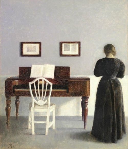Hammershoi Vilhelm Interior With The Artist S Wife Seen From The Back canvas print