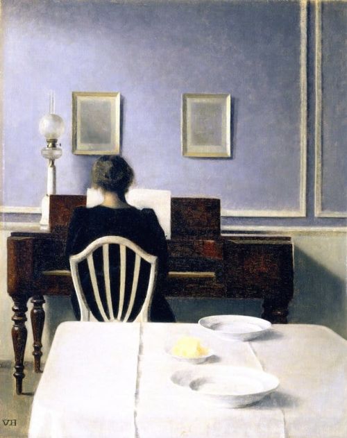 Hammershoi Vilhelm Interior With Woman At Piano Strandgade 30 1901 canvas print