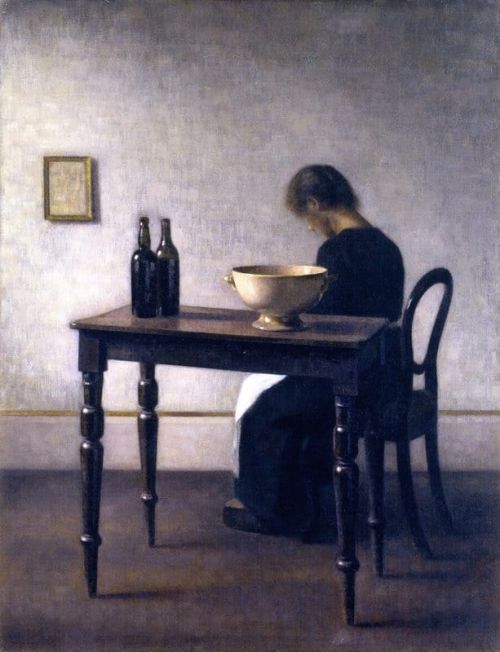 Hammershoi Vilhelm Interior With Woman Sitting At A Table 1910 canvas print