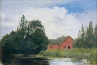 Hammershoi Vilhelm Landscape Study From Haraldsk R Paper Mill By The Stream In Vejle
