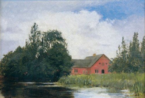 Hammershoi Vilhelm Landscape Study From Haraldsk R Paper Mill By The Stream In Vejle canvas print
