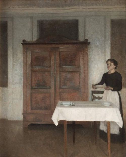 Hammershoi Vilhelm The Maid Laying The Table canvas print