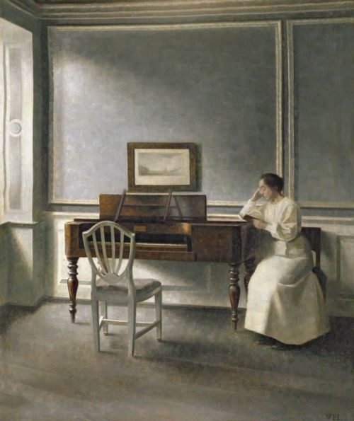 Hammershoi Vilhelm Woman Reading By A Piano 1907 canvas print