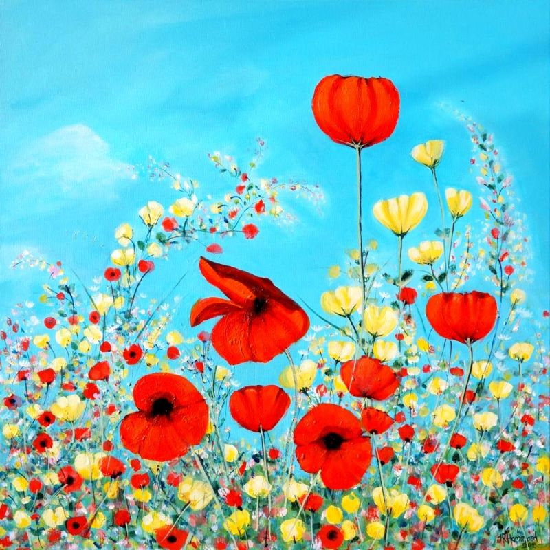 Hammond Jacqueline Blooming Flowers - Poppies In Summertime Meadow canvas print