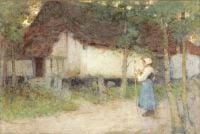 Hankey William Lee Young Girl Outside A Barn canvas print