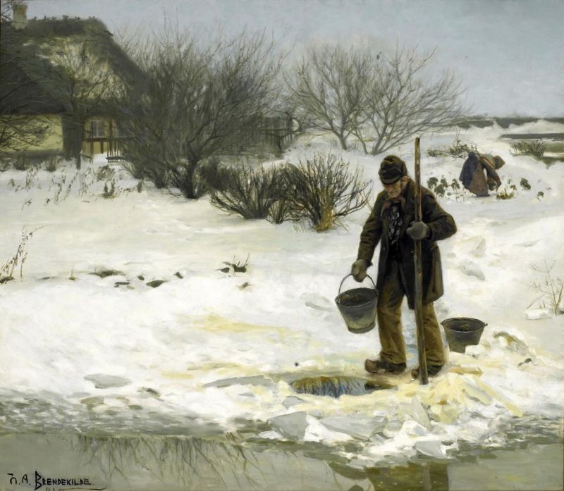 Hans Andersen Brendekilde T Sne Break In The Frost canvas print