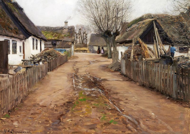 Hans Andersen Brendekilde Village Scene In The Early Spring canvas print