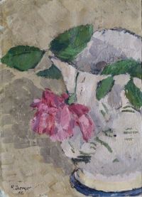 Hans Berger Stillleben mit hängender Rose 1916