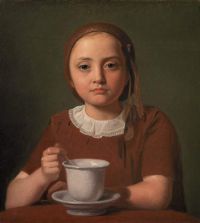 Hansen Constantin Portrait Of A Little Girl Elise Kobke With A Cup In Front Of Her