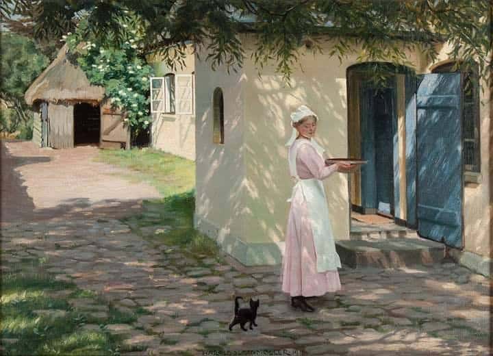 Tableaux sur toile, reproduction de Harald Slott-moller Woman On A Sunlit Farm 1916