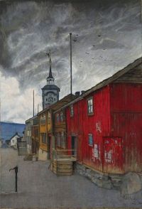 Harald Sohlberg Street In Roros - 1902
