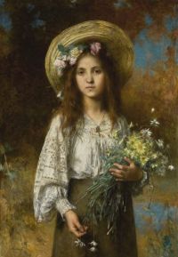 Harlamoff Alexei Alexeivich Girl With Flowers