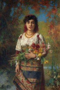Harlamoff Alexei Alexeivich Gypsy Girl With Flowers 1907 canvas print