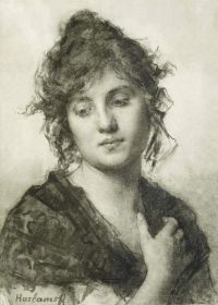 Harlamoff Alexei Alexeivich Portrait Of A Young Woman