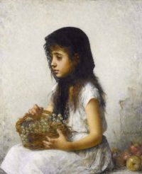Harlamoff Alexei Alexeivich Young Girl With Grapes
