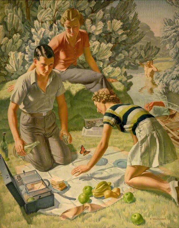 Tableaux sur toile, reproduction de Harold Williamson Picnic - 1938
