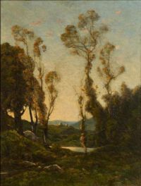 Harpignies Henri Eine bewaldete Landschaft 1901