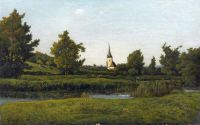 Harpignies Henri Blick auf ein Dorf 1882