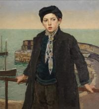 Harvey Gertrude Boy At The Harbour Mousehole 18xx