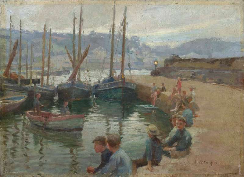 Harvey Gertrude Boys On The Harbour Wall Penzance 1906 canvas print